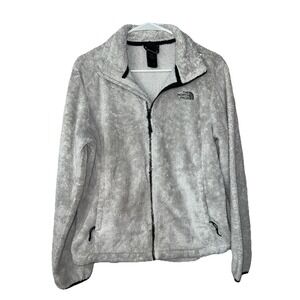 The North Face Full Zip Sherpa Fleece‎ Jacket Women's Medium Light Gray Cozy